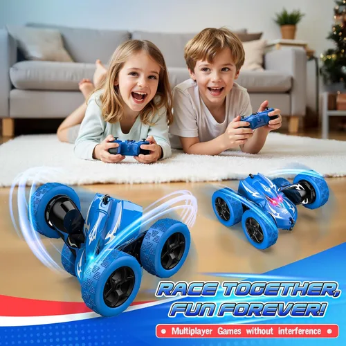 Vista 3 de Excitobo Coche de Control Remoto, Coches RC para Niños de 4, 5, 6, 7, 8, 9, 10, 11, 12 Años, Coche RC de Derrape 4WD Recargable con Doble Cara