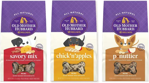 Vista 2 de Paquete de Old Mother Hubbard by Wellness Classic Chick'n'Apples & Classic Savory Golosinas naturales para perros, galletas crujientes horneadas al