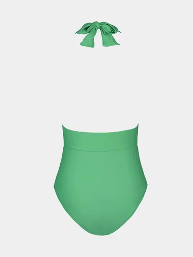 Vista 5 de CUPSHE Traje de baño de una pieza con cuello en V para mujer, espalda descubierta, fruncido, control de abdomen