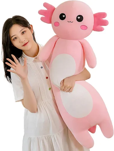 Vista 8 de Somao Almohada de Felpa Larga de Axolotl, Lindo Cuerpo de Animal de Peluche de Axolotl, Suave Peluche de Muñeca de Axolotl para Niñas y Niños