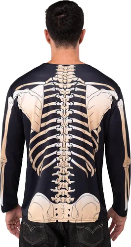 Vista 5 de Spooktacular Creations Disfraz de camiseta de esqueleto para hombres adultos disfraz de esqueleto de manga larga 3D para fiesta de disfraces