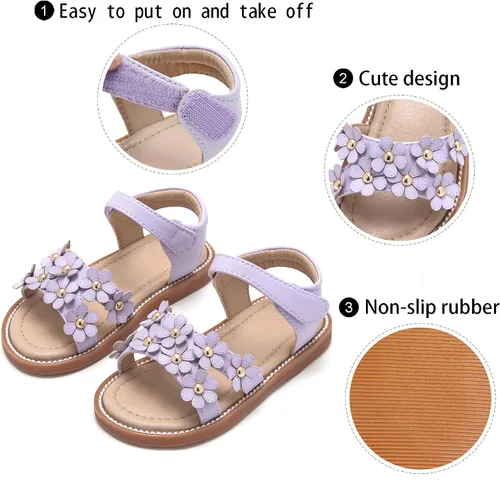 Vista 6 de GINFIVE Sandalias para niñas pequeñas, sandalias para niñas y niños pequeños