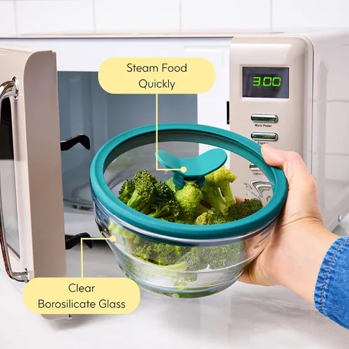 Vista 5 de Anyday - Set de 2 envases de vidrio para almacenamiento de alimentos con tapas de vidrio Set de preparación de comidas sin plástico Set