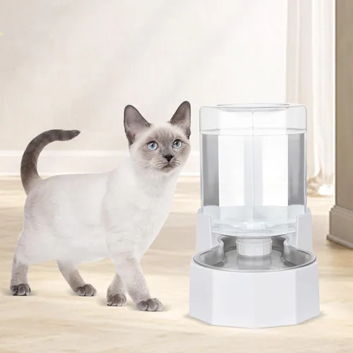 Vista 8 de Sfozstra - Dispensador de agua por gravedad: Comedero automático de 4L en acero inoxidable blanco para gatos sin filtros para mascotas, uso
