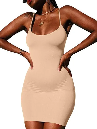 Vista 4 de LCNBA Sexy Spaghetti Strap Tank Dress Basic Backless Bodycon Club Party Mini Dress