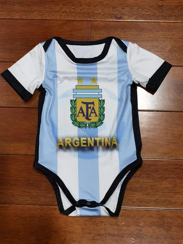 Vista 2 de Argentina - Kit de camiseta para bebés de la selección nacional de fútbol y fútbol americano para niños y niñas manga corta
