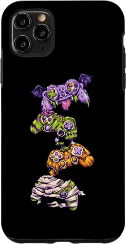 Vista 11 de Funda para iPhone 15 Halloween Skeleton Zombie Gaming Controllers para niños