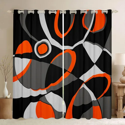 Vista 17 de Feelyou Cortinas de videojuegos negro y gris para niños, dormitorio, música, audífonos, notas, cortinas de ventana, para niños, adolescentes