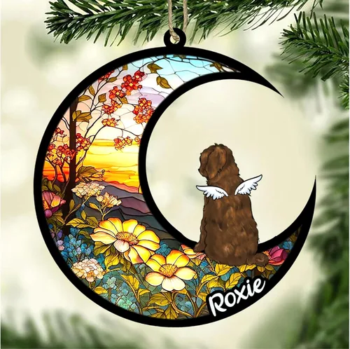 Vista 790 de LOVELYPOD Adorno de Navidad personalizado para perro Basset Hound (marrón) Basset Hound (marrón) adorno para atrapasoles de perro, razas de perros
