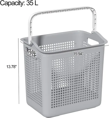 Vista 2 de Taysisiter - Cesta de almacenamiento de plástico de 35 L con asa, 4 paquetes Cestas pequeñas de ropa sucia para baño, cuarto de servicio