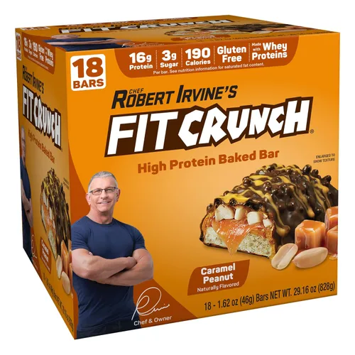Vista 12 de FITCRUNCH - Barras de proteínas para aperitivo, barra horneada de 6 capas, 4 g de azúcar, sin gluten y centro suave de pastel