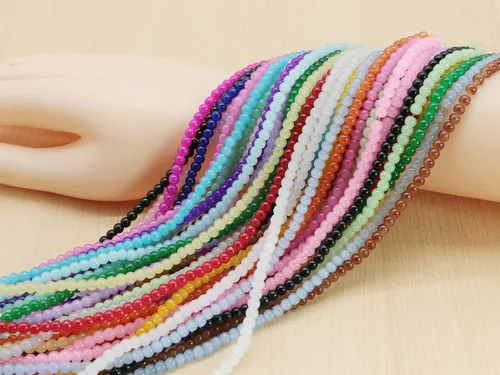 Vista 3 de Cuentas de vidrio de 0.157 pulgadas a granel para hacer joyas, 4700 piezas redondas de cuentas de jade de imitación para pulseras y pulseras