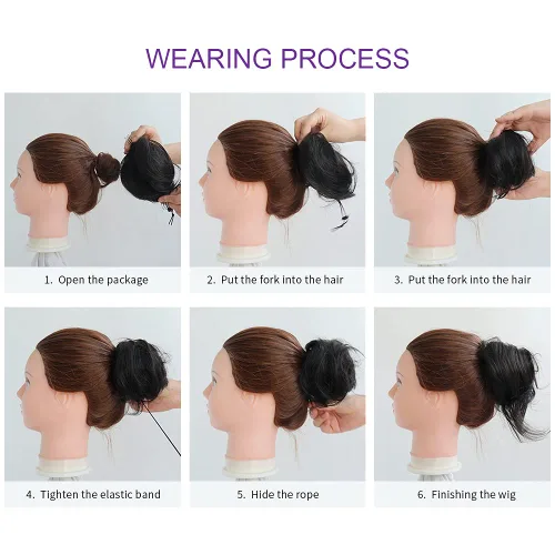Vista 8 de 2 extensiones de moño de cabello, accesorio de peluca, extensiones de cabello rizado y ondulado, extensiones de cabello recogido, extensión de moño