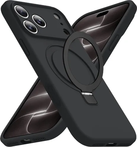 Vista 67 de SKYLMW Funda diseñada para iPhone 11 con soporte magnético invisible Compatible con Mag-Safe, a prueba de caídas de grado militar, a prueba de Negro