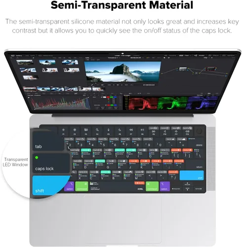 Vista 4 de JCPal Guía de Accesos Rápidos Davinci Resolve Funda para Teclado para Apple MacBook Pro de 14 Pulgadas (M1-M5) y MacBook Pro de 16 Pulgadas (M1-M4)