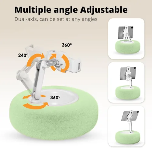 Vista 4 de SupeDesk Soporte de almohada para tableta para cama, soporte ajustable para tableta con cuenco desmontable para aperitivos, soporte para teléfono