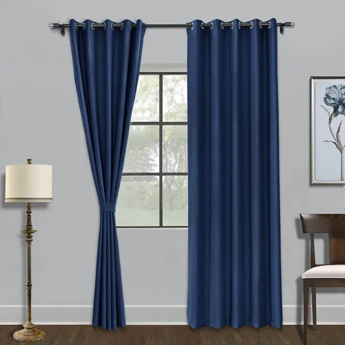 Vista 14 de Fcosie Cortinas opacas de 84 pulgadas de largo con textura de lino, con aislamiento térmico, con ojales en la parte superior con forro opaco blanco