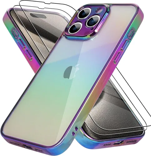Vista 40 de Bonoma Funda magnética para iPhone 13 【Soporte para Magsafe】Protector de cámara de lujo de cristal fluorescente iridiscente con láser brillante + 2
