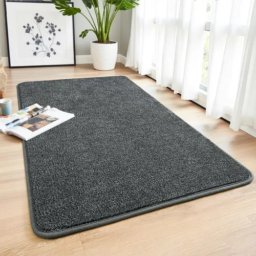 Vista 35 de Chicrug - Alfombra geométrica moderna de 2 x 6 pies para dormitorio o pasillo Negro Geometric
