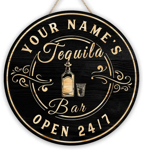 Vista 18 de Placa de pared de madera de bar de tequila mexicano personalizado, letrero de bar de México, letrero rústico para pub para el hogar, decoración