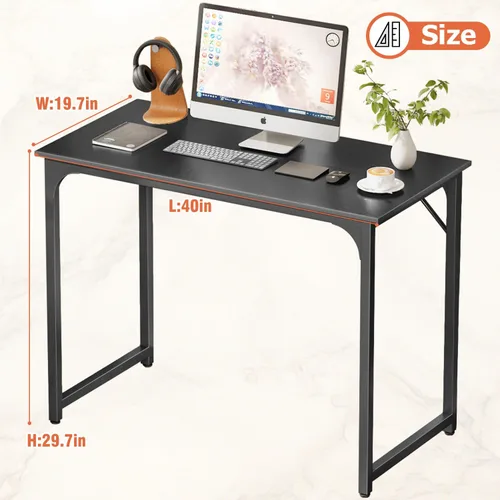 Vista 3 de Dopinmin Escritorio para computadora de 39.4 pulgadas, escritorio de oficina en casa, escritorio de trabajo moderno, escritorio de escritura