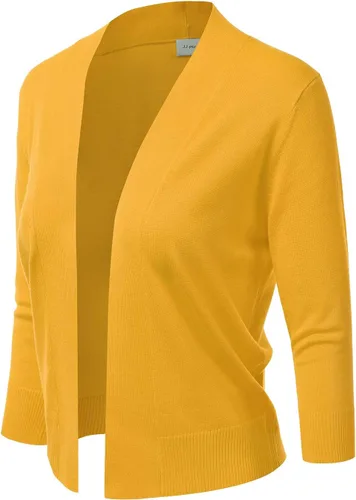 Vista 2 de JJ Perfection - Cárdigan de manga 34 para mujer, básico, con frente abierto