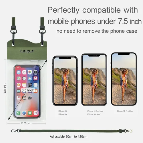 Vista 6 de YUMQUA Paquete de bolsa seca impermeable de 5L con 2 bolsas grandes impermeables para teléfono