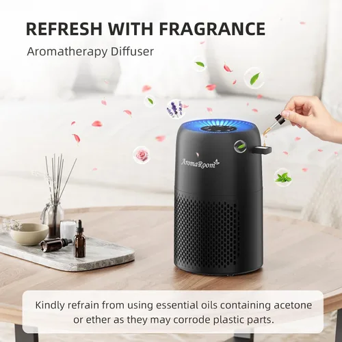 Vista 8 de Purificadores de aire para el hogar y dormitorio, AromaRoom H13 HEPA Purificador de aire con filtro para alergias, polen, humo, polvo, caspa