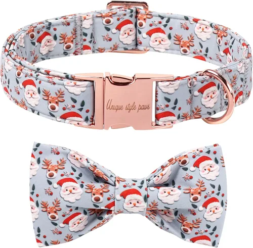 Vista 29 de Unique style paws - Collar de otoño para perros con lazo, collar para cachorros, regalo para mascotas, collar ajustable para perro, collares