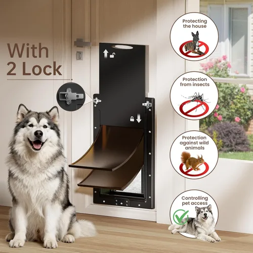 Vista 5 de Puerta XL para Perro para Puerta, Puerta Extra Grande para Perro de Plástico Resistente a la Oxidación para Puertas Interiores y Exteriores, Puerta