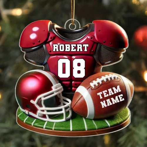 Vista 2 de Adorno de Navidad de fútbol americano personalizado, adorno de fútbol americano, adornos de Navidad de fútbol americano personalizados, adornos