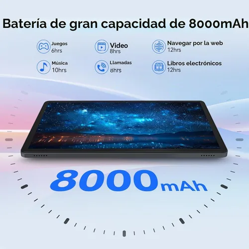 Vista 6 de Tablet Android 14 2025, tabletas de 11 pulgadas con celular dual 4G, 128 GB+16 (8+8 expandir) GB, procesador Octa-Core con cámaras HD duales de 13