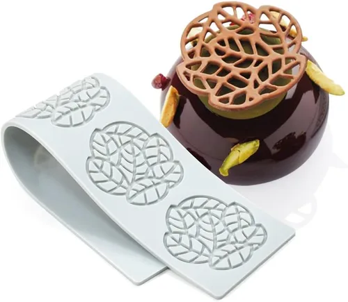 Vista 10 de Moldes de silicona de hojas huecas, moldes de chocolate con forma de corazón, geometría, molde de silicona 3D, molde de hojas de caramelo