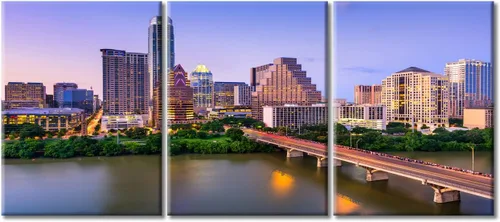 Vista 40 de San Antonio Sundown - Impresión en lienzo, paisaje de ciudad de pared grande, paisaje urbano extra grande de Texas, impresión de pared de horizonte