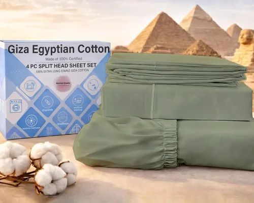 Vista 28 de MyGiza Sheets, Juego de sábanas 100% de algodón egipcio Giza, tamaño individual, para adaptarse a colchones de hasta 15 pulgadas de profundidad