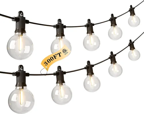 Vista 12 de Kawaya Tira de luces LED de 240 pies para exteriores, impermeable, regulable, G40, globo G40, iluminación para exteriores con 120 + 4 bombillas