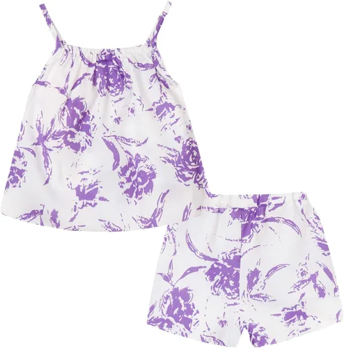 Vista 93 de LittleSpring Conjunto de verano para niñas con camiseta sin mangas y pantalones cortos florales