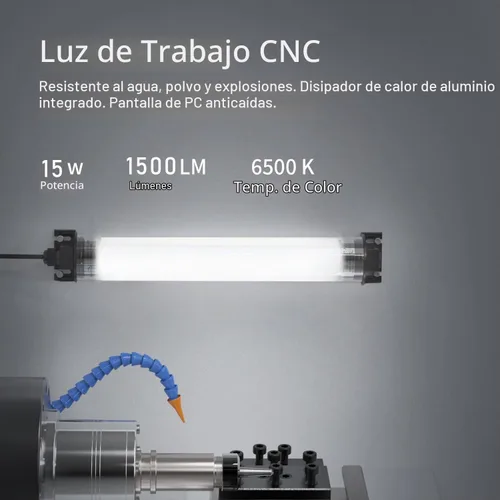 Vista 2 de Luz de trabajo LED, luz de tubo LED de máquina, lámpara de trabajo a prueba de explosiones IP66 impermeable 1500 lúmenes 15W 120V-220V reflector