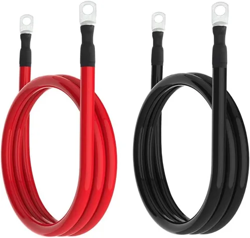 Vista 9 de Conjunto de cables de batería 8AWG-2FT, cable de alimentación, cables puente inversor de batería de 2 pies con terminales de 3/8