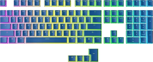 Vista 16 de Ranked Teclas Pudding PBT 112 Juego de teclas de doble disparo translúcidas ANSI EE. UU. e ISO Perfil OEM para teclado mecánico RGB de juego