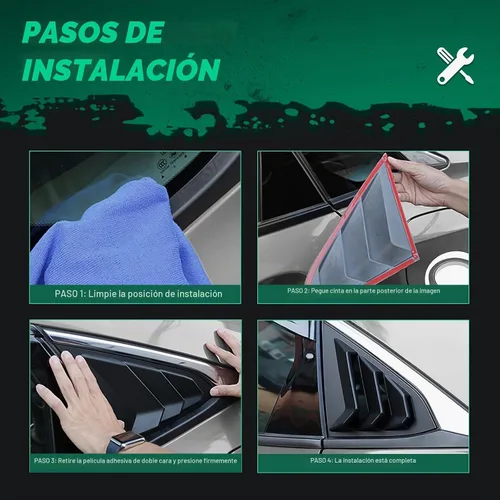 Vista 5 de SCITOO Rejillas de ventilación para ventana lateral trasera en mate negro, compatibles con ABS, para Nissan 350Z 2003-2008