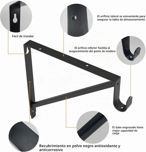 Vista 4 de Soportes de barra de armario resistentes y estantes para colgar ropa, soporte de poste negro, paquete de 3