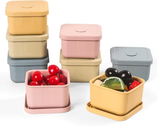 Vista 9 de 3 recipientes de silicona para almacenamiento de alimentos con tapas, sin BPA, reutilizables, de silicona, para congelador, congelador, lavavajillas