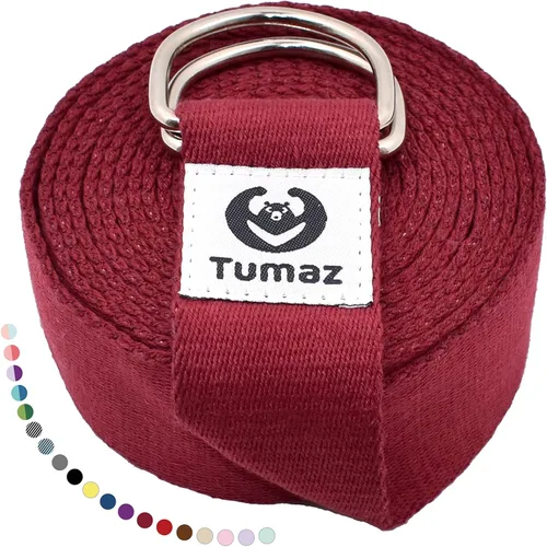Vista 24 de Tumaz Yoga Strap for Stretching with Adjustable D-Ring, 6/8/10 ft Adjustable D-Ring Soft Cotton Blend 15+ Colors Non-Elastic Yoga Belt for