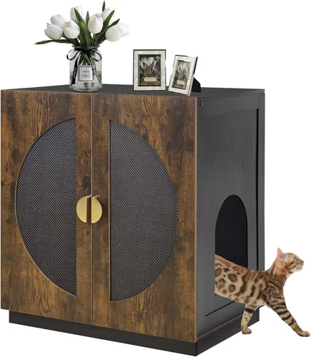 Vista 11 de unipaws Caja de arena para gatos extra grande para cajas de arena automáticas y autolimpiantes, armario alto con estación de carga, casa oculta