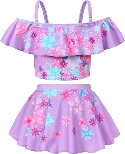 Vista 2 de COTRIO Trajes de baño para niñas, traje de baño de 2 piezas, Mirabel, Isabella, bikini Dolores, tankini Madrigal, traje de baño de aventura familiar