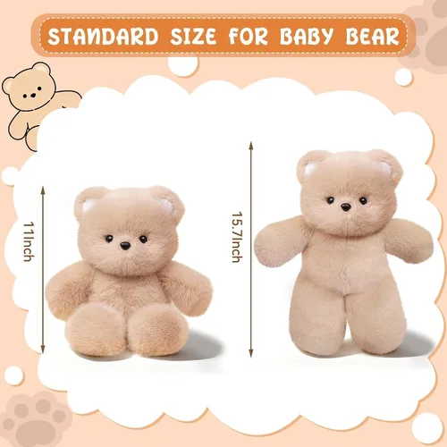 Vista 3 de Oso de peluche, 16 pulgadas, lindos peluches abrazables, oso marrón, regalo de cumpleaños para niñas y niños