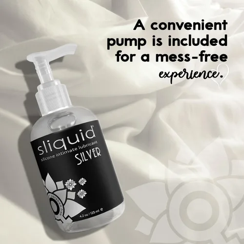 Vista 3 de Sliquid Silver Lubricante íntimo - Lubricante de silicona para mujeres/hombres/parejas, lubricante hipoalergénico, lubricante de silicona
