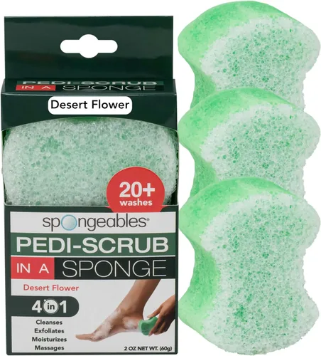 Vista 17 de Spongeables Pedi Scrub Foot Exfoliating 20+ Wash Sponge, aceite de argán, 2