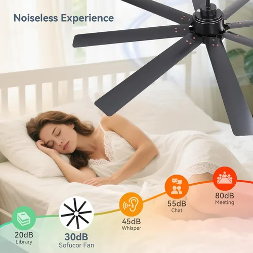 Vista 8 de Sofucor - Ventiladores de techo de 52 pulgadas con luces, ventilador de techo inteligente para interior/exterior con control remoto, funciona